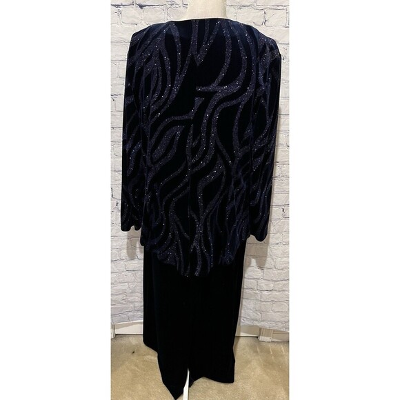 R&M Richards Plus Size Blue Velvet Sleeveless Dress with Glitter Jacket Size 20W - Picture 9 of 16